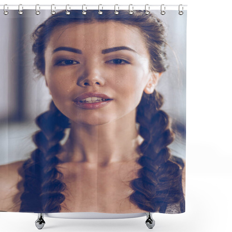 Personality  Attractive Young Woman  Shower Curtains