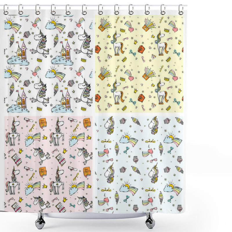 Personality  Cute Magic Unicorns Pattern Shower Curtains