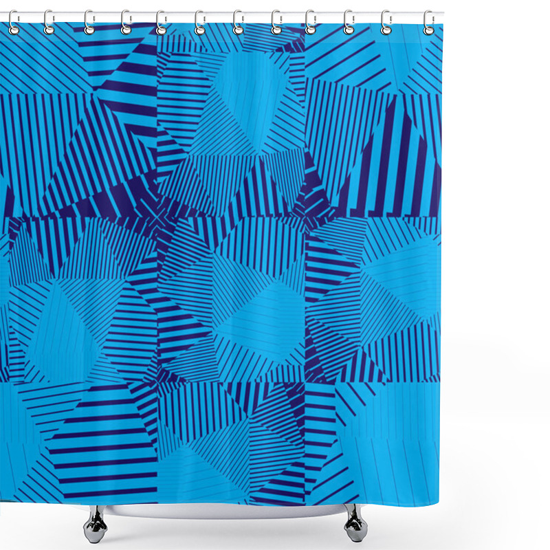 Personality  Blue Abstract Geometric Seamless Pattern Shower Curtains