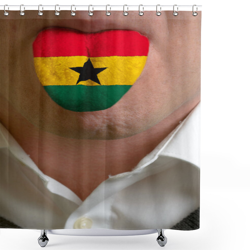 Personality  Man Tongue Painted In Ghana Flag Symbolizing To Knowledge To Spe Shower Curtains