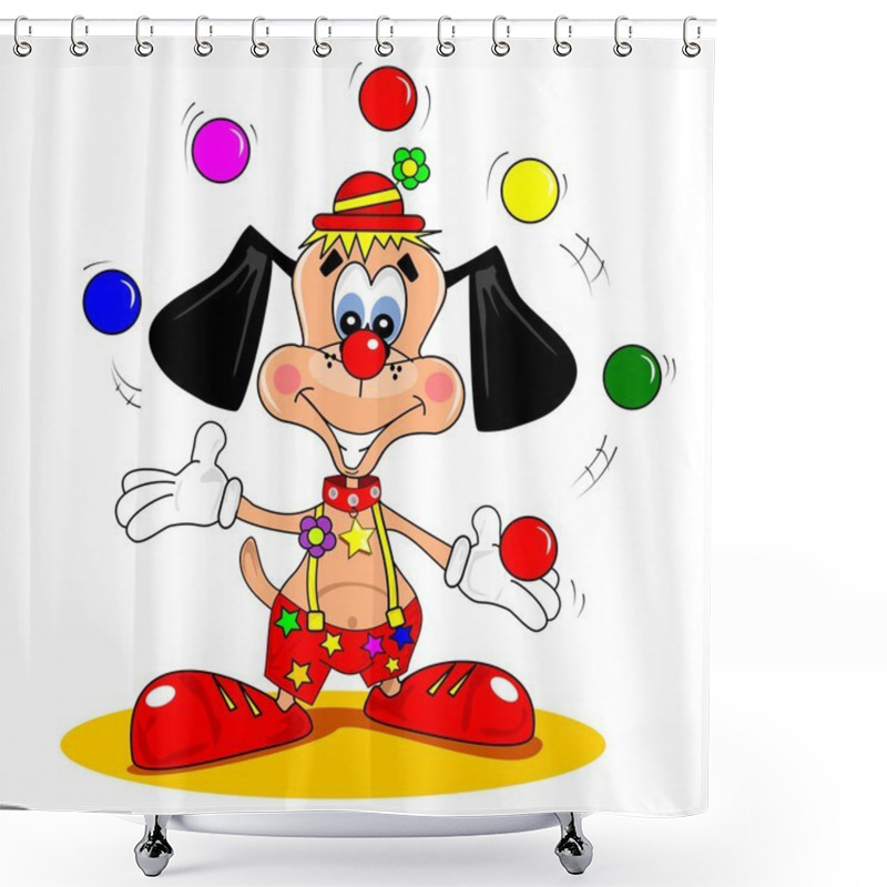 Personality  A Cartoon Dog Dressed As A Clown Shower Curtains