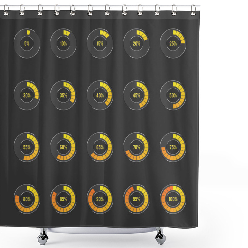 Personality  Modern Circle Progress Bar Icon Set Vector Illustration Shower Curtains