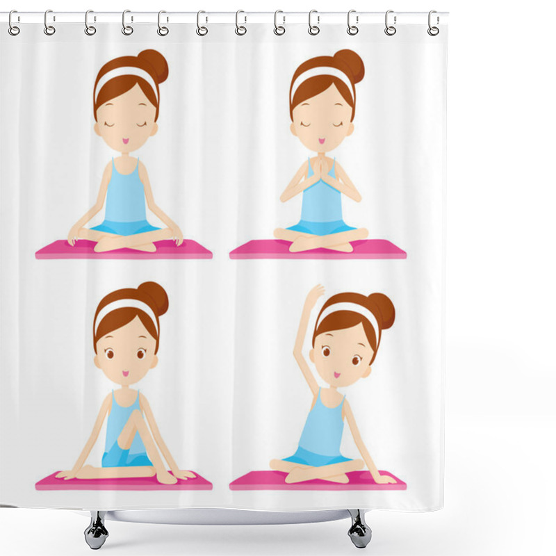 Personality  Girl Doing Yoga Exercise Shower Curtains