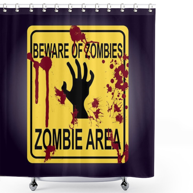 Personality  Sign Of Zombie Area. Zombie Hand Silhouette Shower Curtains