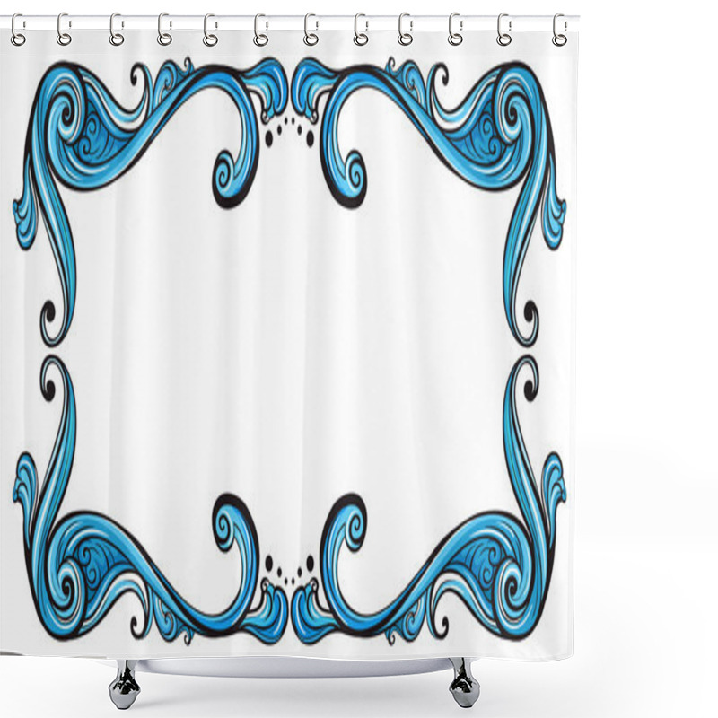 Personality  A Blue Border Line Shower Curtains