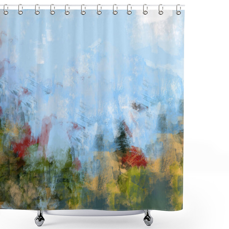 Personality  Painting Of Abstract Forest Landscape Representation In Digital Art Shower Curtains