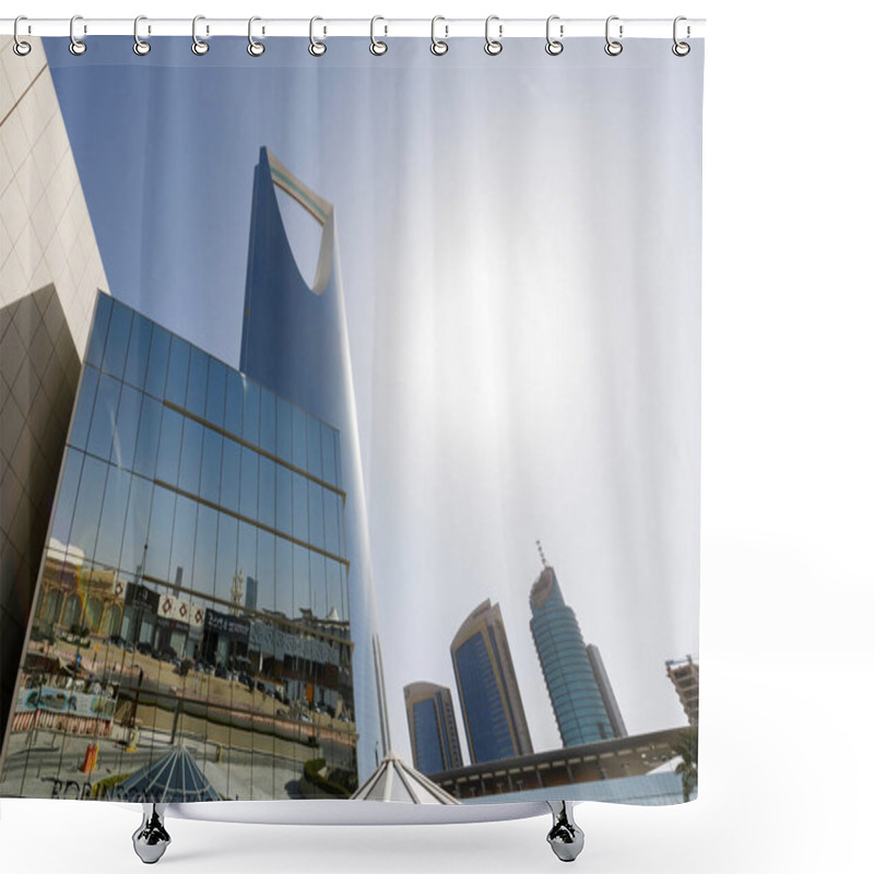 Personality  Riad, Saudi Arabia, February 14 2020: Kingdom Tower In Riyadh, Saudi Arabia. Kingdom Tower Is A Business And Convention Center, Shopping Mall And One Of The Main Landmarks Of Riyadh City Shower Curtains