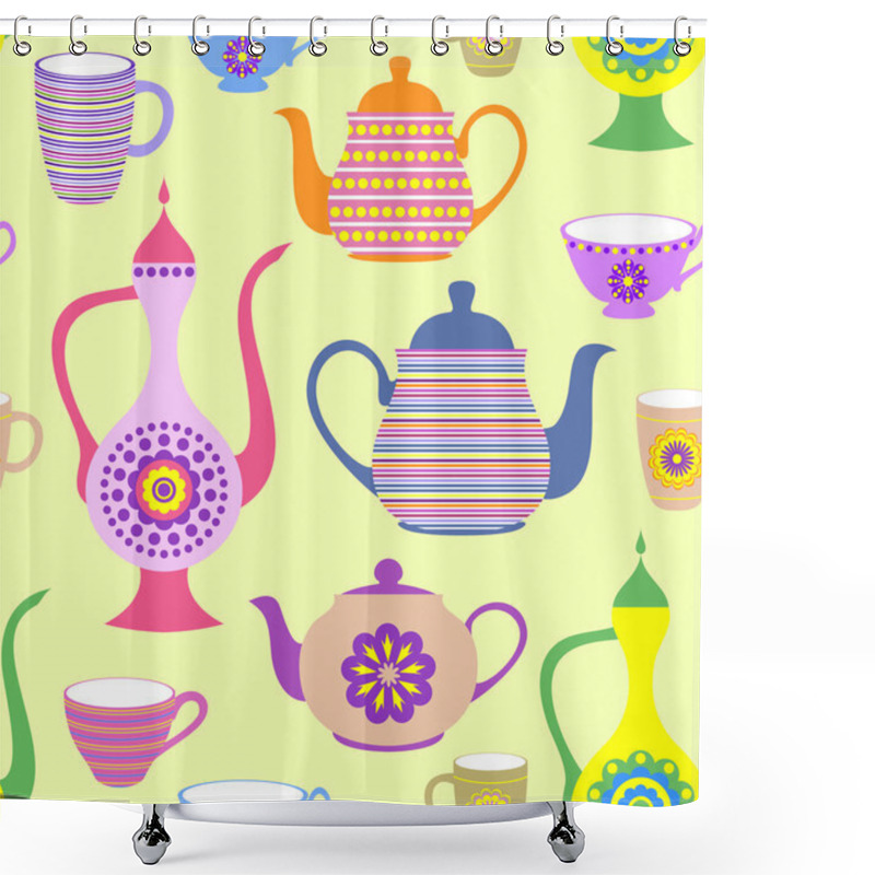 Personality  Teapots And Cups Shower Curtains