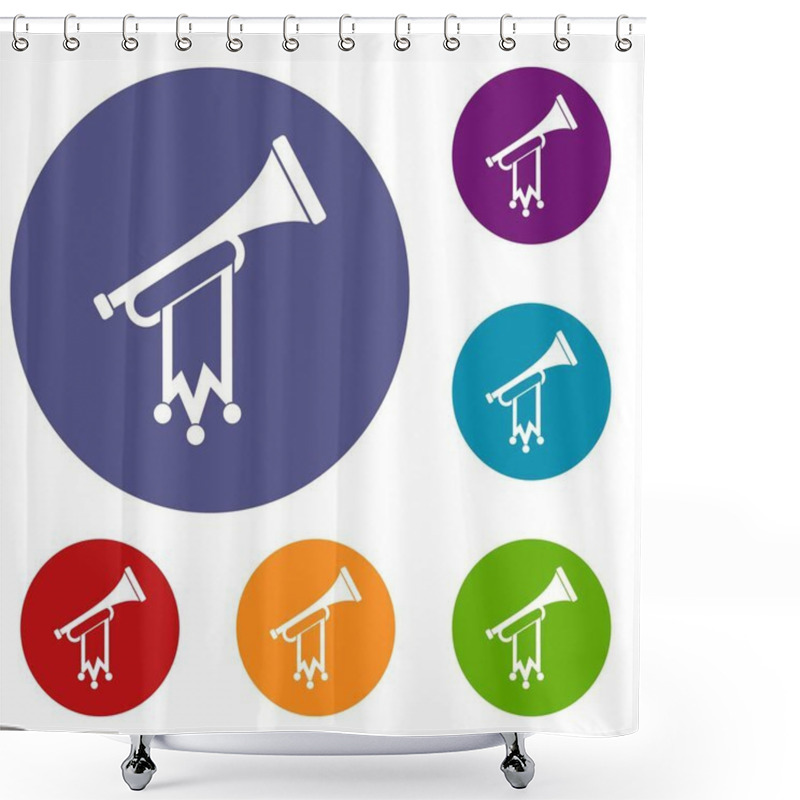 Personality  Trumpet With Flag Icons Set Shower Curtains