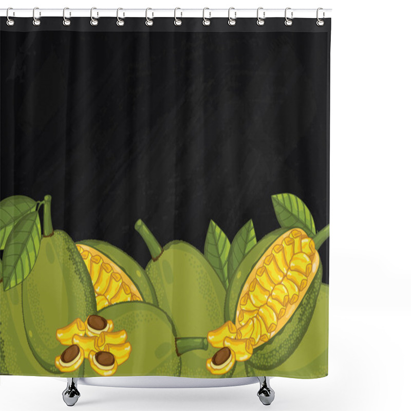 Personality  Jackfruit Fruit Composition On Chalkboard, Vector Shower Curtains