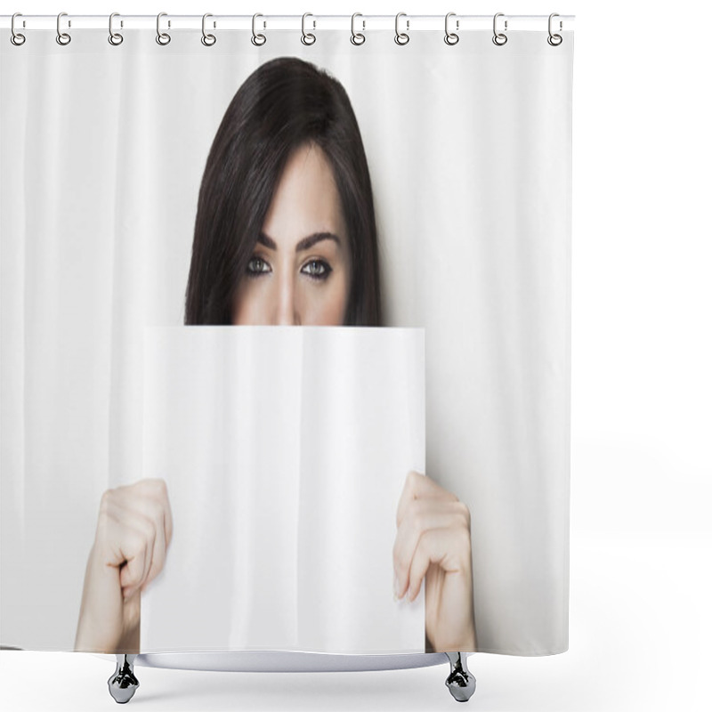 Personality  Girl Holding A Message Shower Curtains