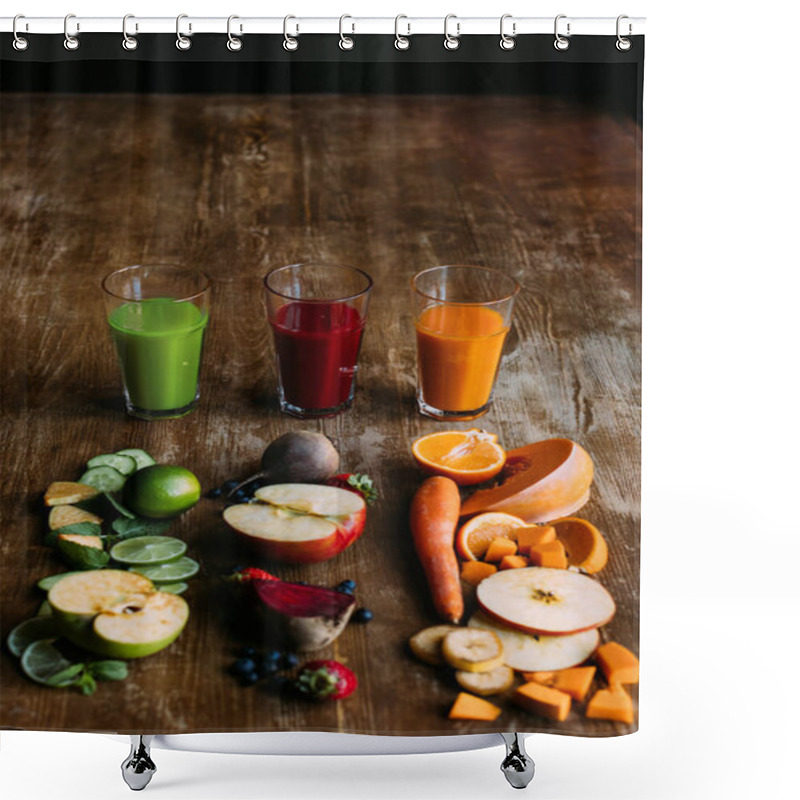 Personality  Various Smoothies In Glasses Shower Curtains