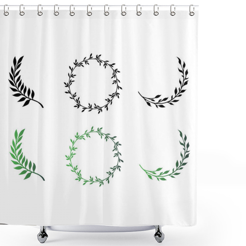 Personality  Collection Of Stylish Vector Tattoo Sketches - Nerd Style. Beautiful Silhouettes Of Twigs With Leaves. Set Of Tattoos For Girls Shower Curtains