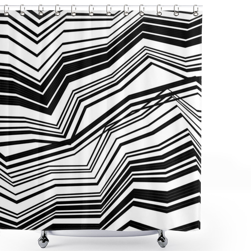 Personality  Black Zigzag Pattern Shower Curtains