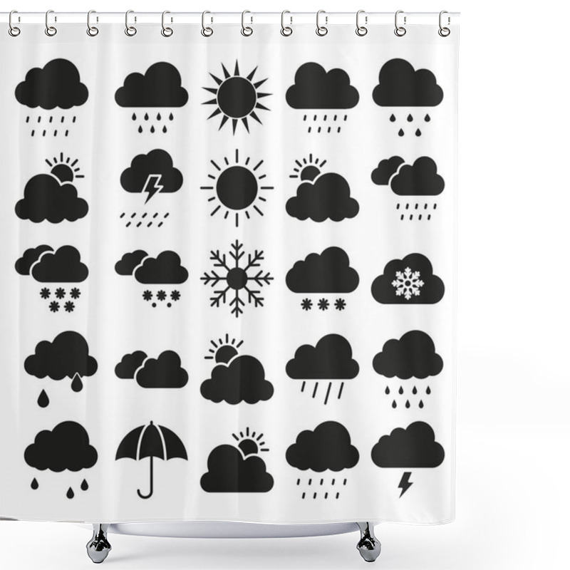 Personality  Weather Material Vector Icons Set That Can Easily Modify Or Edit Shower Curtains