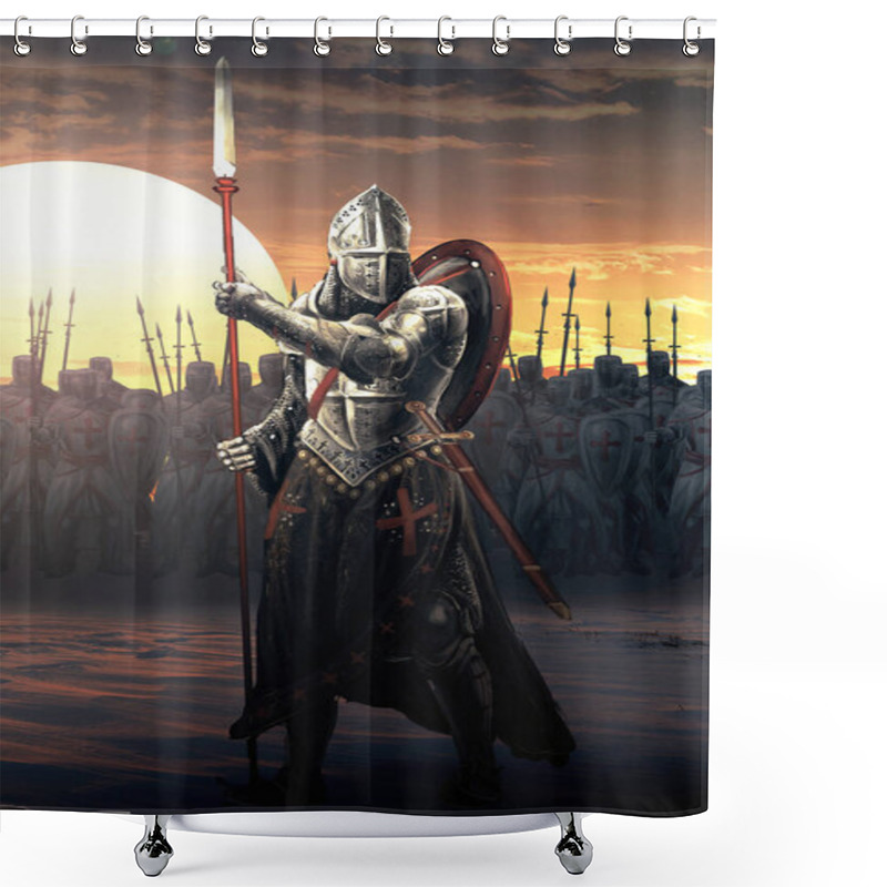 Personality  General Leading Crusaders Knights Into War Shower Curtains