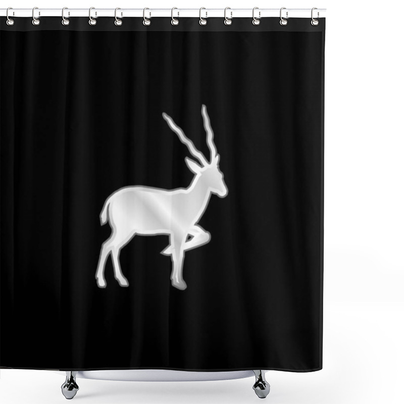 Personality  Antelope Silhouette From Side View Silver Plated Metallic Icon Shower Curtains