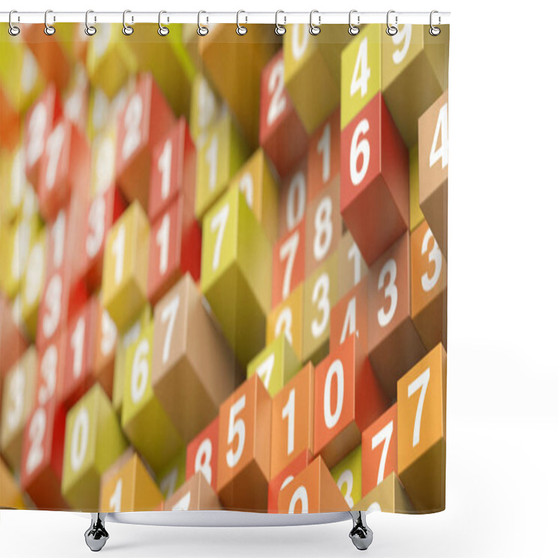 Personality  Red Yellow 3D Numbers Blocks Buttons   Shower Curtains