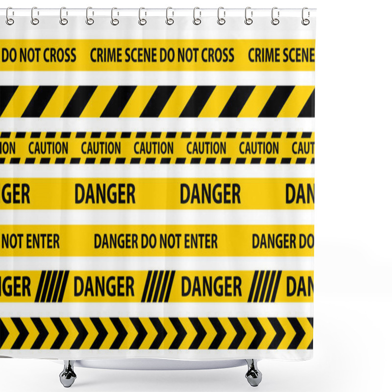 Personality  Danger, Caution And Warning Seamless Tapes. Shower Curtains