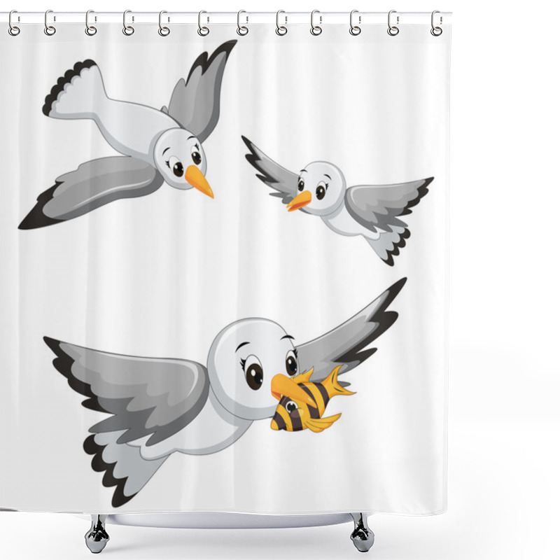 Personality  Seagulls Vector Illustrations Shower Curtains