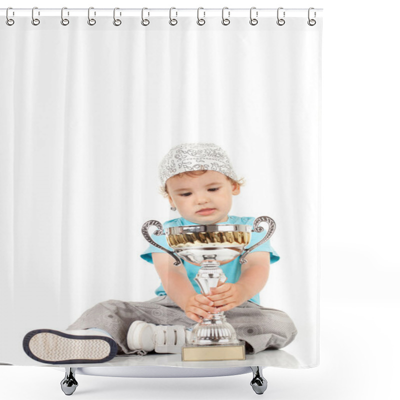 Personality  Little Champion With His Trophy Shower Curtains