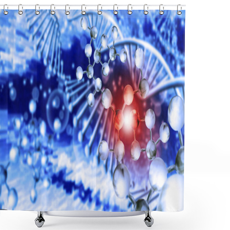 Personality  Abstract 3d Image Of Dna Chain On Blurred Background Shower Curtains