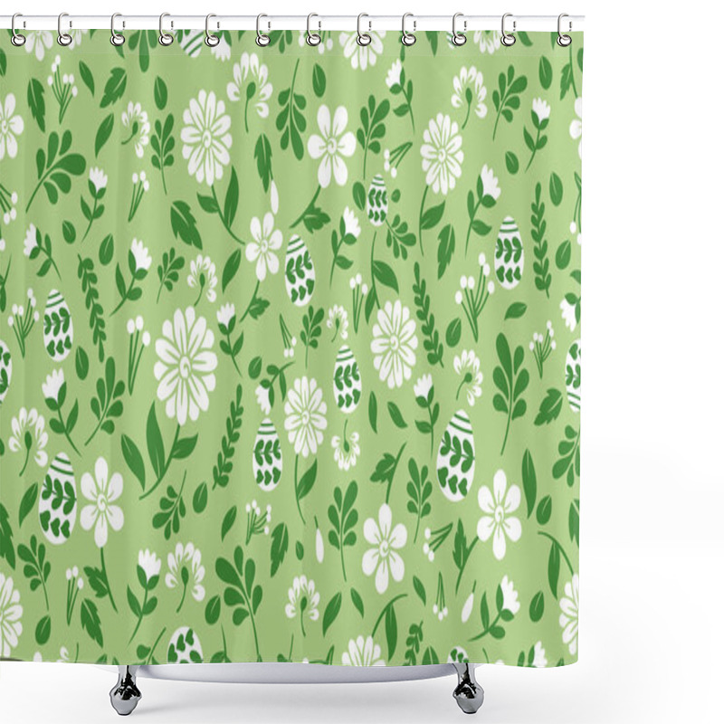 Personality  Elegant Easter Egg Pattern Background, With Leaf And Flower Drawing. Collection Shower Curtains