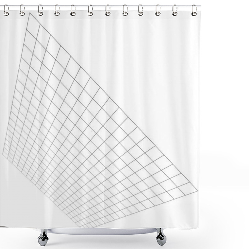 Personality  Abstract 3D Grid, Mesh In Perspective. Checkered Spatial Squares Pattern, Squares Design Element Shower Curtains