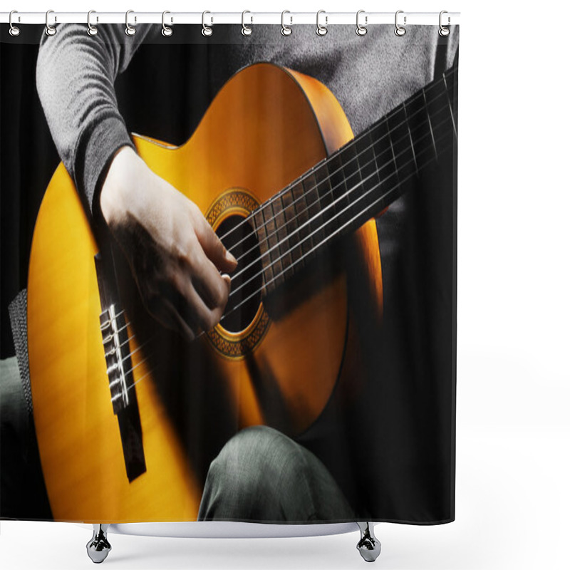 Personality  Acoustic Guitar Guitarist Playing. Shower Curtains