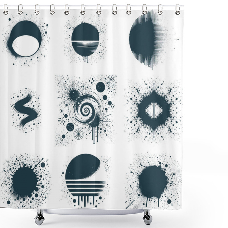 Personality  Abstract Shapes And Spiral Design With Modern Grunge Splatter Effects Shower Curtains