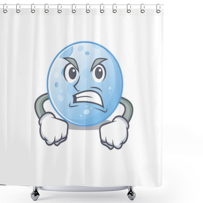 Personality  Mascot Design Concept Of Blue Moon With Angry Face. Vector Illustration Shower Curtains