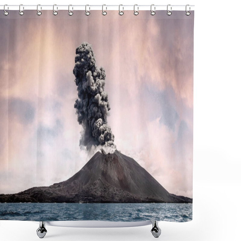 Personality  The Anak Krakatoa Volcano With A Plume Of Smoke. Indonesia Shower Curtains