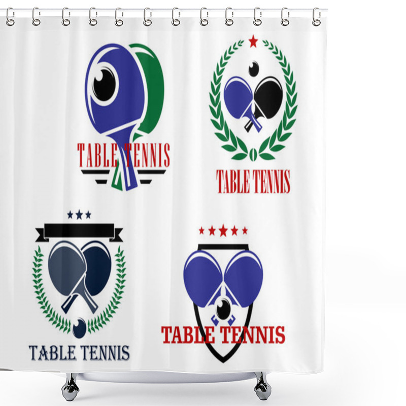 Personality  Table Tennis Emblems Or Badges Shower Curtains