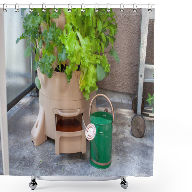 Personality  A Vertical Tower Garden With An Integrated Vermicomposter Saves The Water And Worm Tea To Be Reused Within The System. A Great Option For Saving Water And Nutrients In Your Garden Shower Curtains