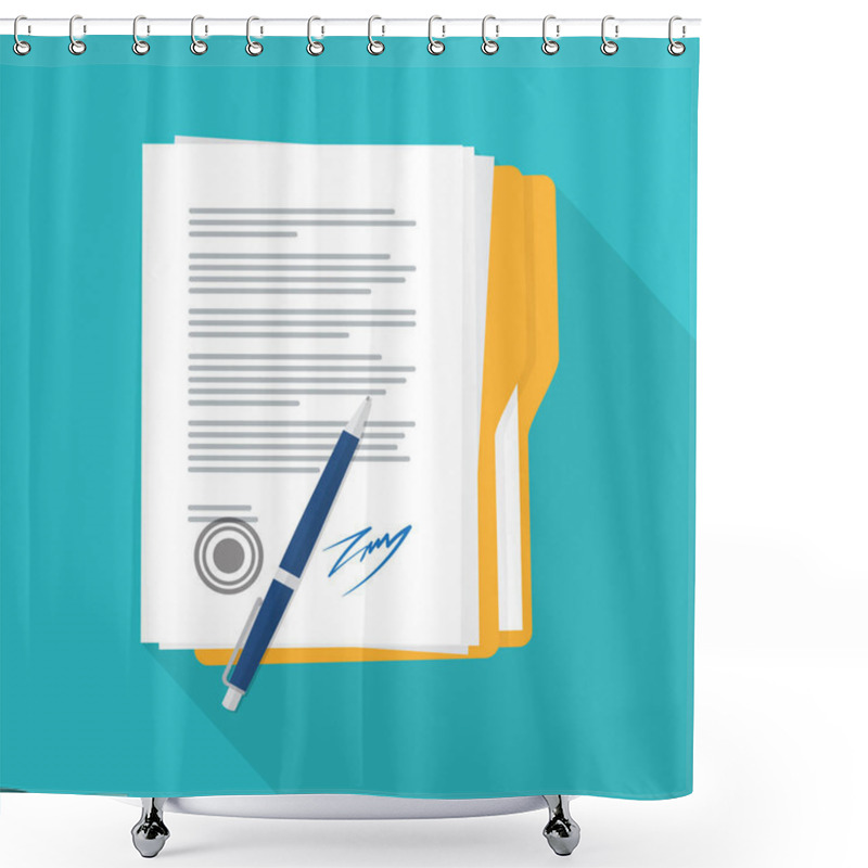 Personality  Signed Paper Deal Contract Icon. Shower Curtains