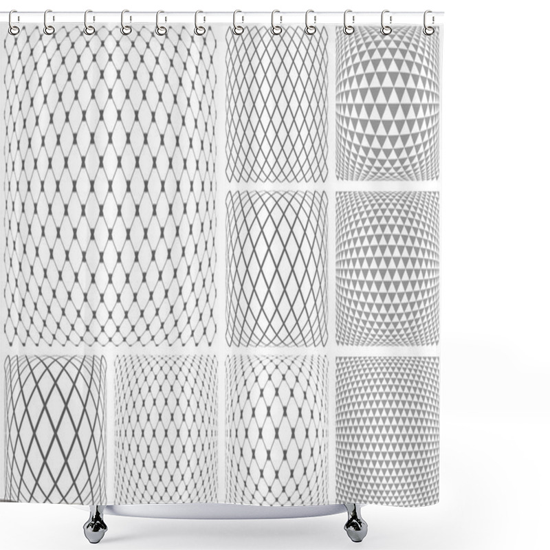 Personality  3D Geometric Patterns Set. Convex Textures And Backdrops.  Shower Curtains