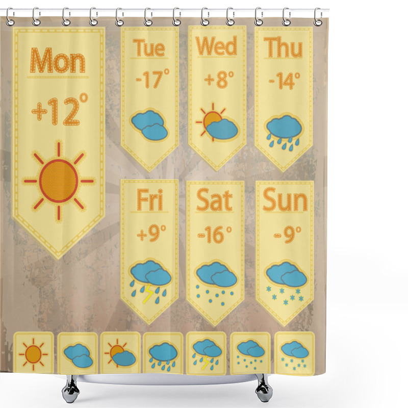 Personality  Weather Forecast Icons  Banner Vector Illustration   Shower Curtains