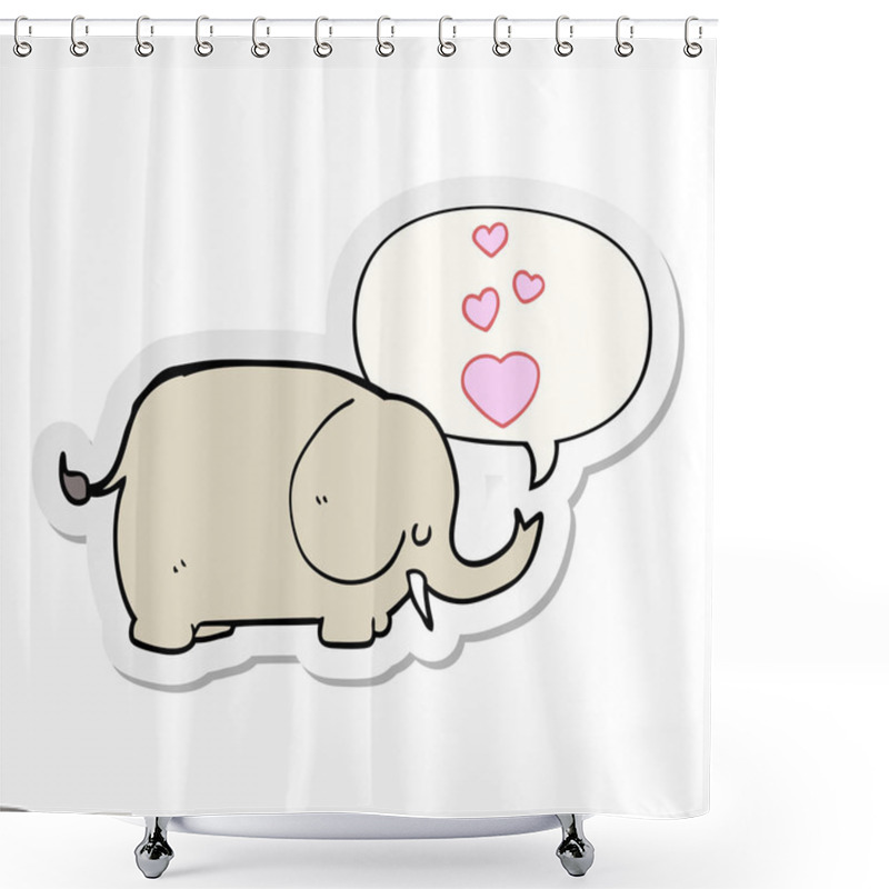 Personality  Cute Cartoon Elephant And Love Hearts And Speech Bubble Sticker Shower Curtains