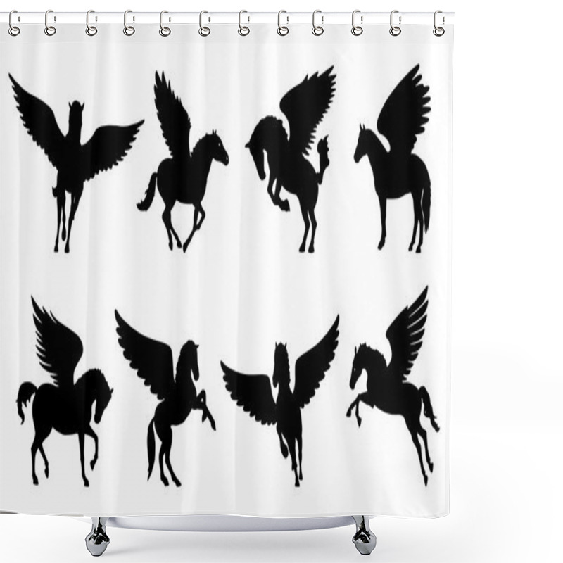 Personality  Pegasus Set Silhouettes Shower Curtains