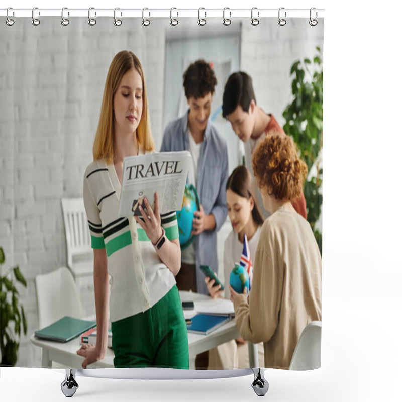 Personality  Teenagers Engage In A Lively Discussion During A UN Model Conference, Focused On Global Issues. Shower Curtains