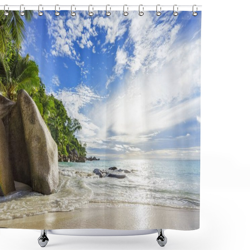 Personality  Sunny Day On Paradise Beach Anse Georgette,praslin Seychelles 37 Shower Curtains