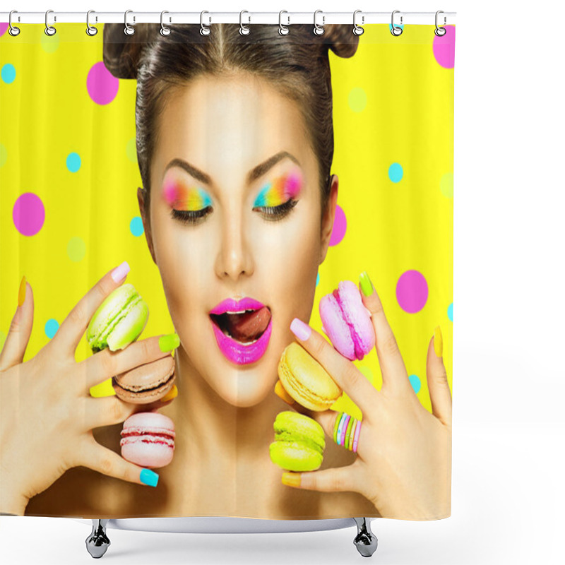 Personality  Girl With Colourful Makeup Shower Curtains