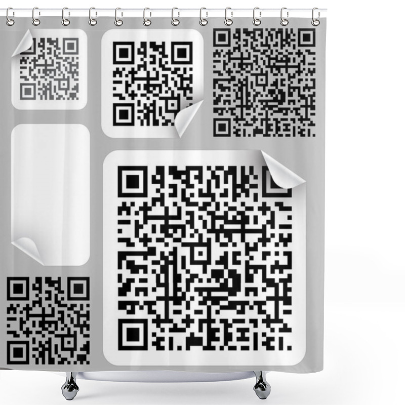 Personality  Set Of Labels With Qr Codes Shower Curtains