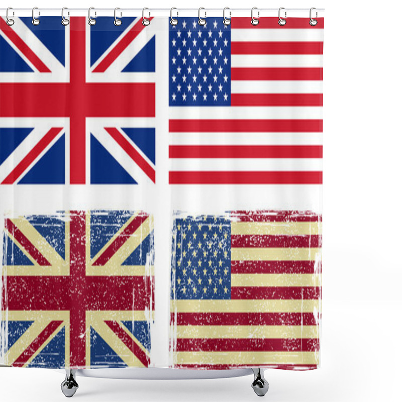 Personality  British And American Flags Shower Curtains