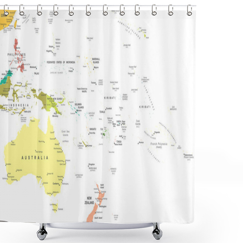 Personality  Australia And Oceania - Map - Illustration. Shower Curtains