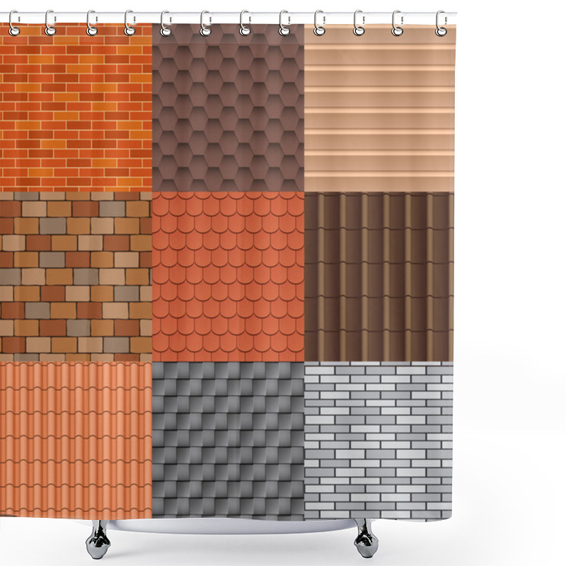 Personality  Roof Tiles And Roof Texture Vector Set. Shower Curtains