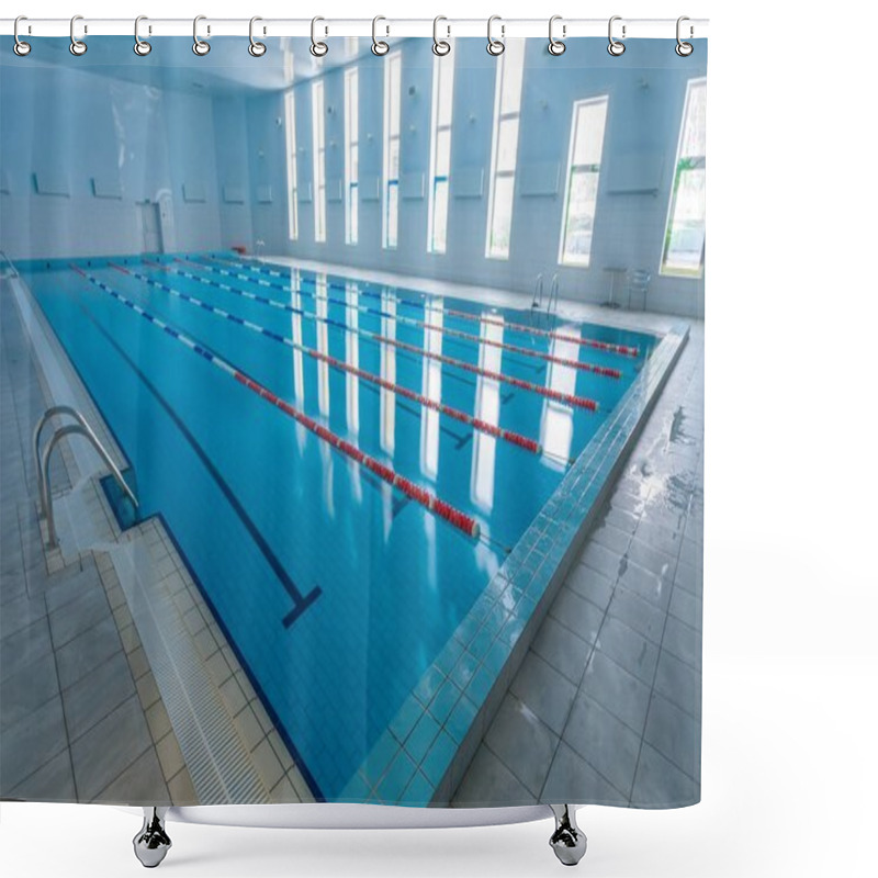 Personality  Swimming Pool With Race Tracks Or Lanes Shower Curtains