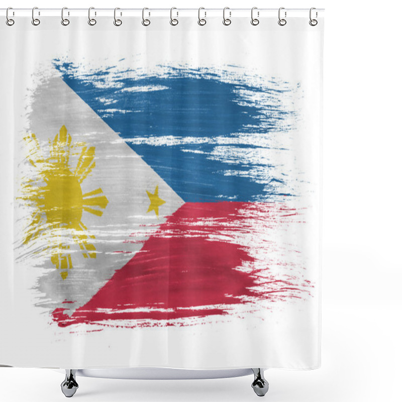 Personality  Philippine Flag On White Background Shower Curtains