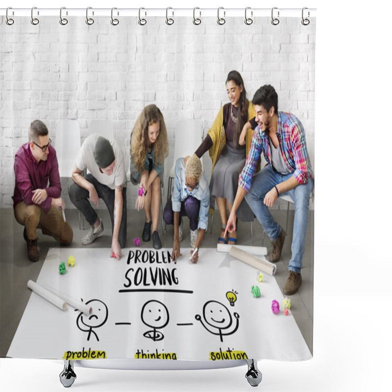 Personality  People Drawing Banner On Floor Shower Curtains