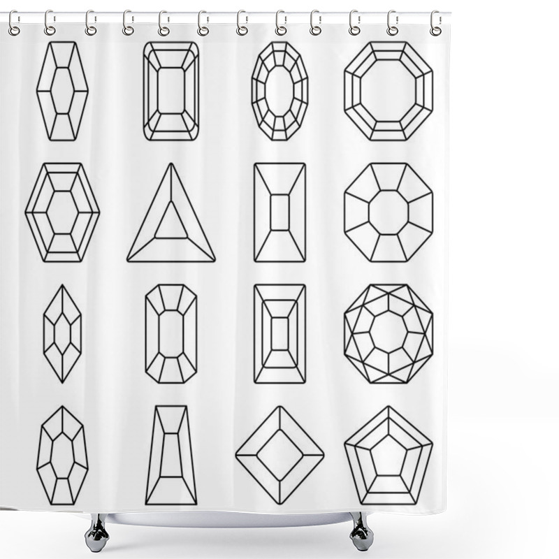 Personality  Sixteen Jewels Line Icons Set Shower Curtains